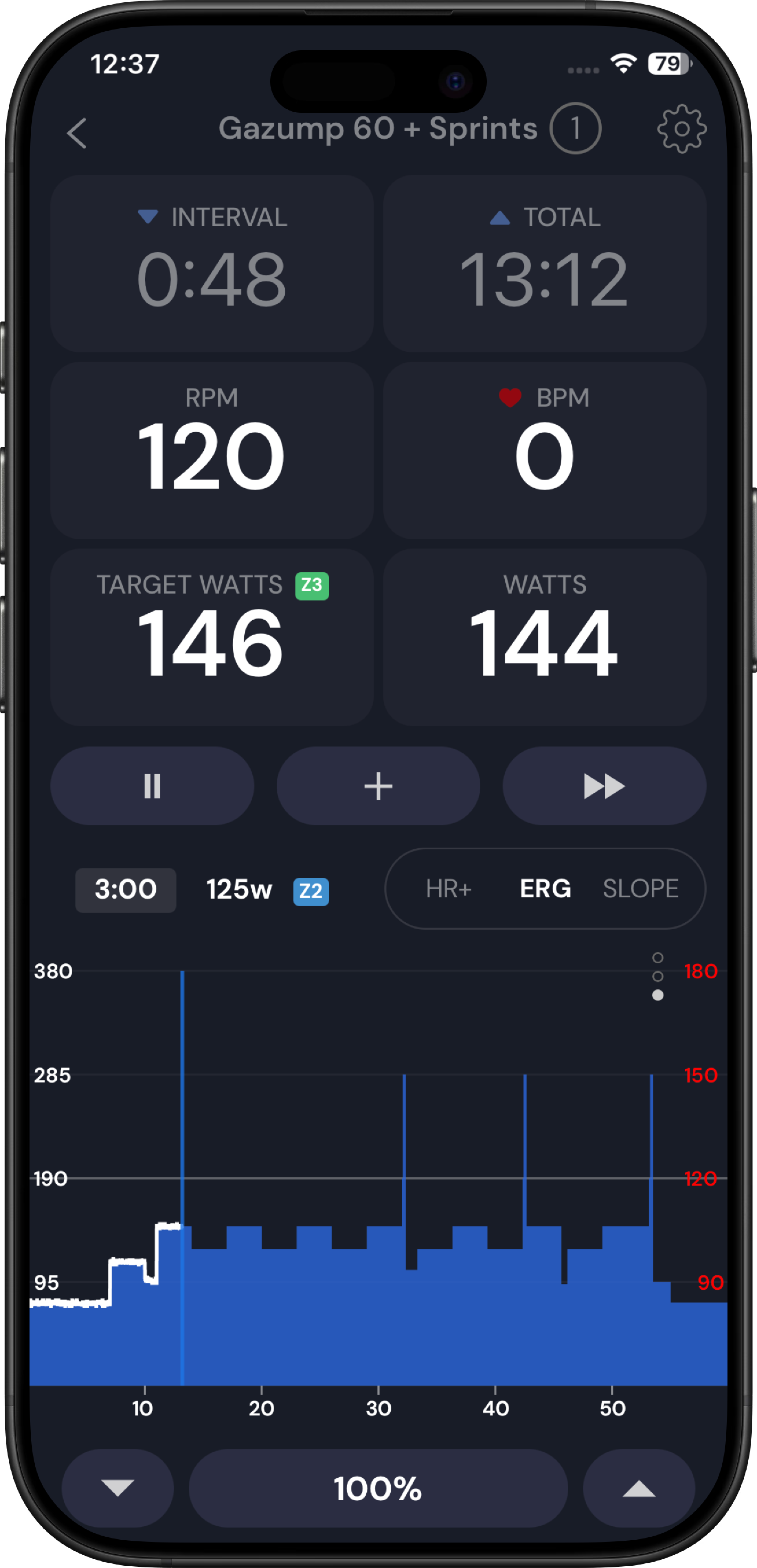 TrainerDay app workout screen